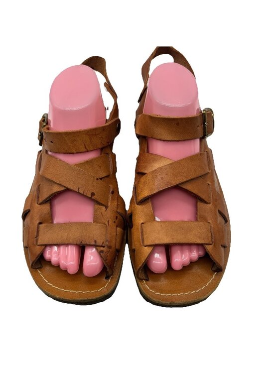 Jarman Italy Leather Sandals Mens 10D Brown Gladiator Fisherman Jesus Mule main image 10